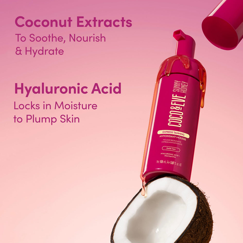 Coco & Eve size comparison with hand illustrating travel-friendly 5.07 fl oz