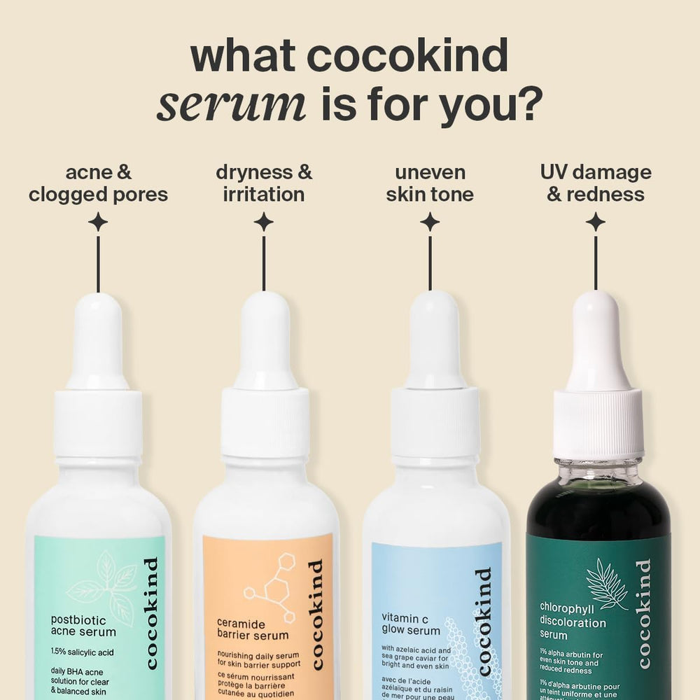 Cocokind serum being applied to face showing layering compatibility benefit