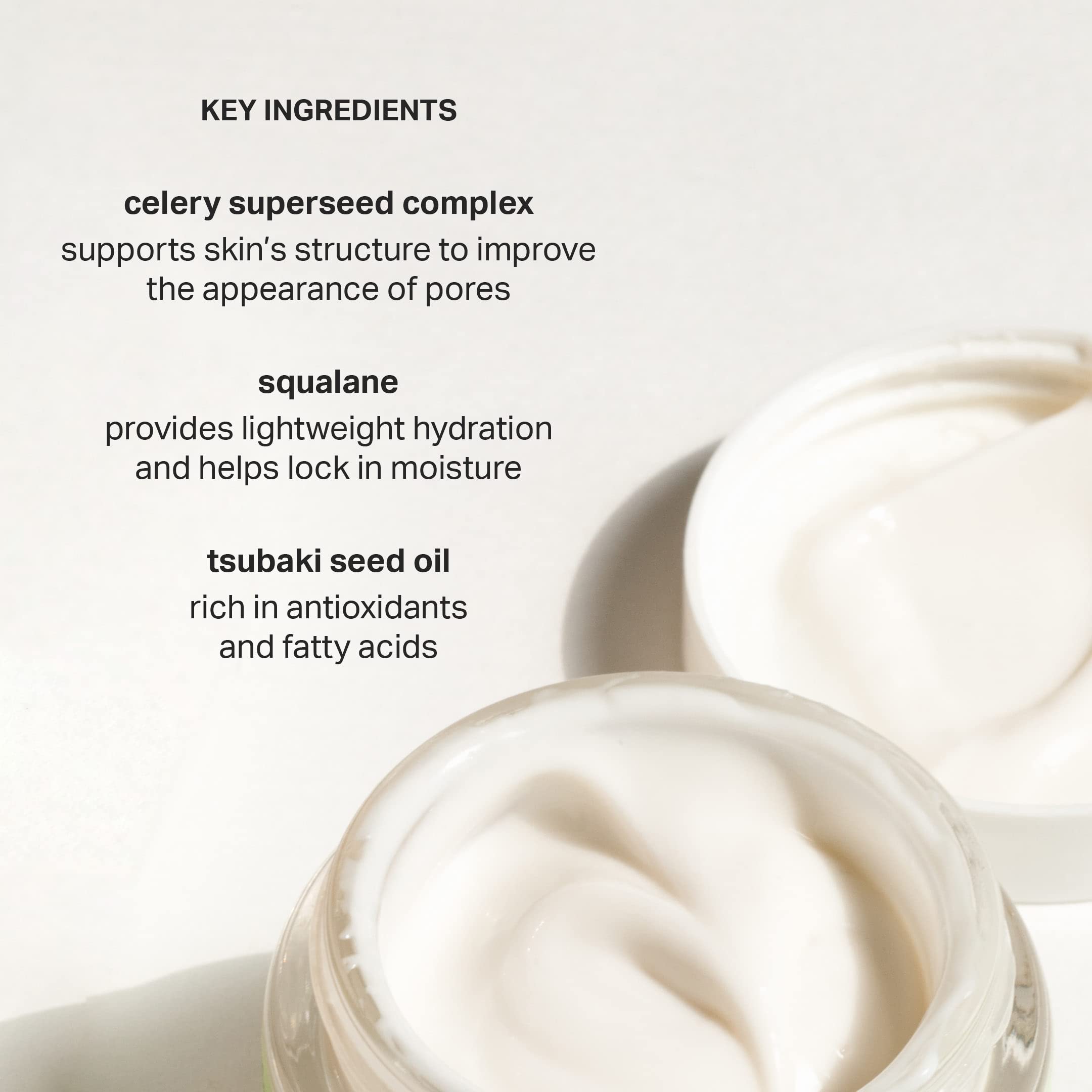 Cocokind cream swatch on skin demonstrating lightweight hydration and satin finish benefit