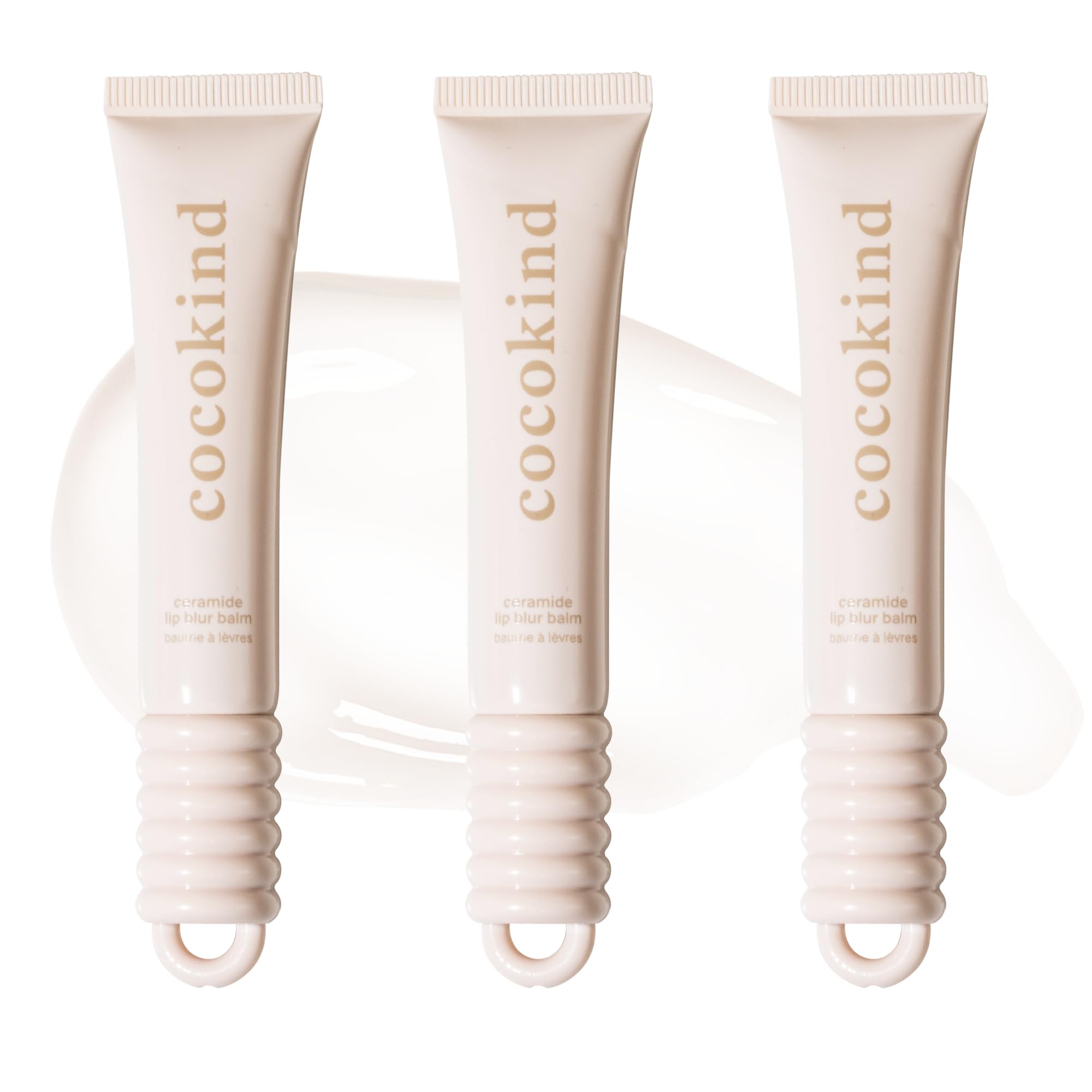 Cocokind front packaging showing three lip balms and product benefits