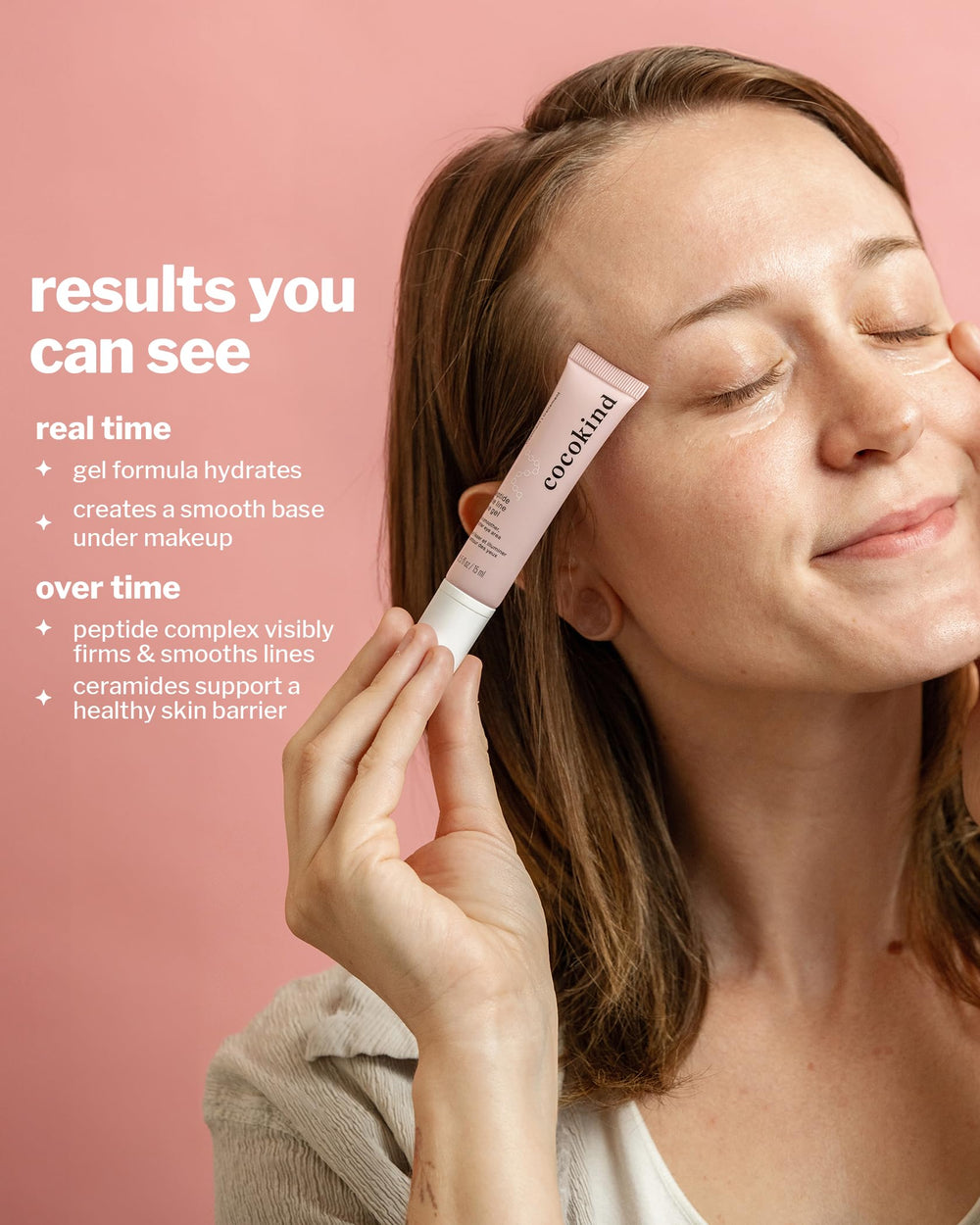 Cocokind in daylight by mirror showcasing daily use and glow benefit