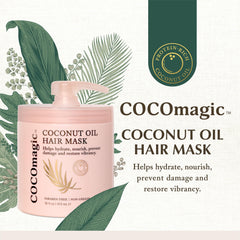 Cocomagic hair mask applied to wet hair demonstrating improved manageability and frizz control