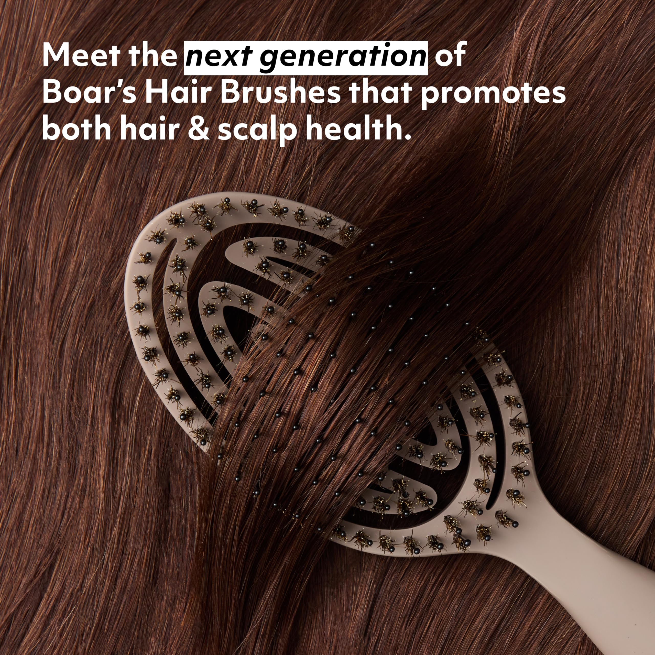 cocomintbeauty close-up of mixed boar and nylon bristles, helps smooth and detangle hair