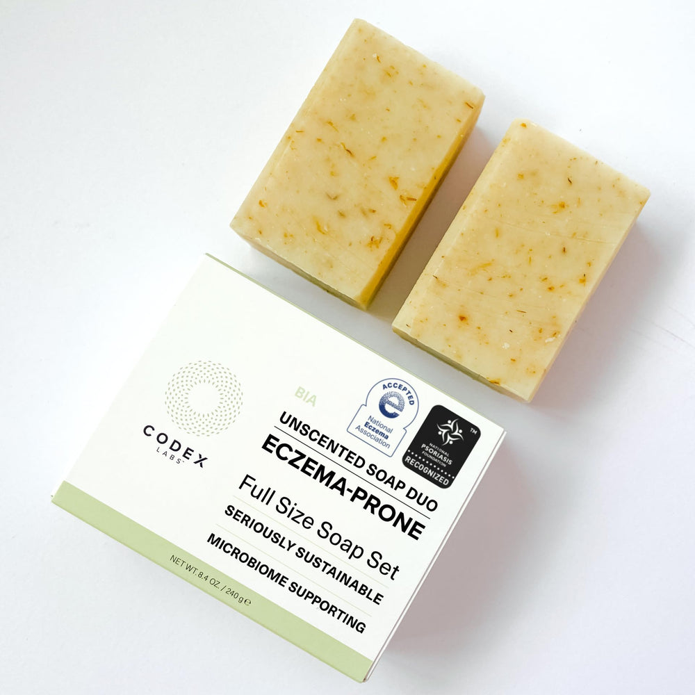 Codex Labs soap in hand for scale showing compact bar size and portability