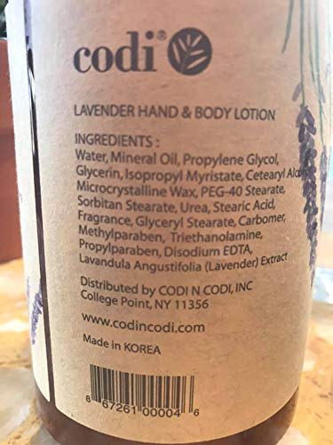 Codi label details showing ingredients and lavender scent clarity benefit