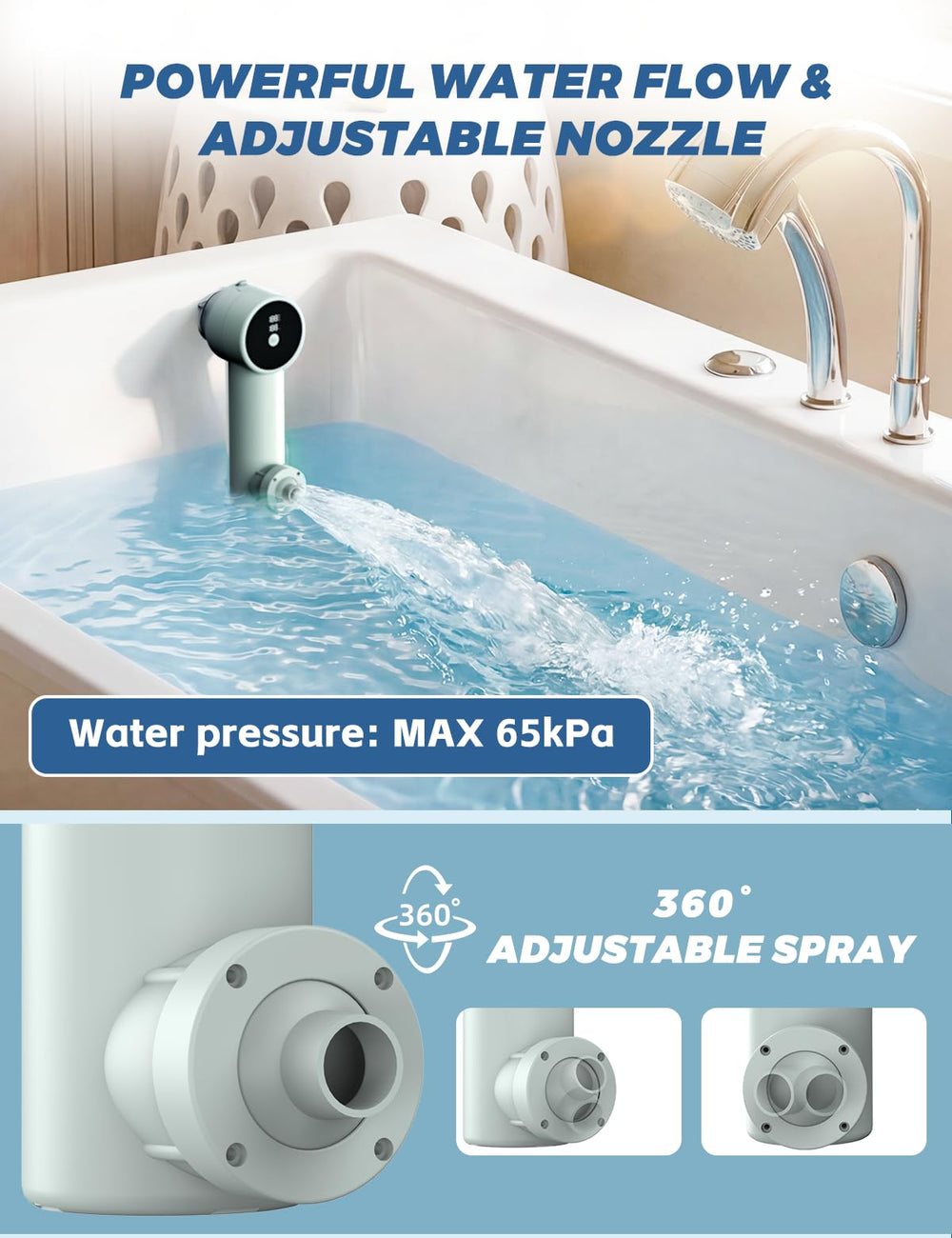 Coepuske bubble mode in bathtub creating microbubbles for gentle skin comfort