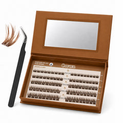CoFier front packaging showing 90 pre-glued lash clusters and included tools for convenience