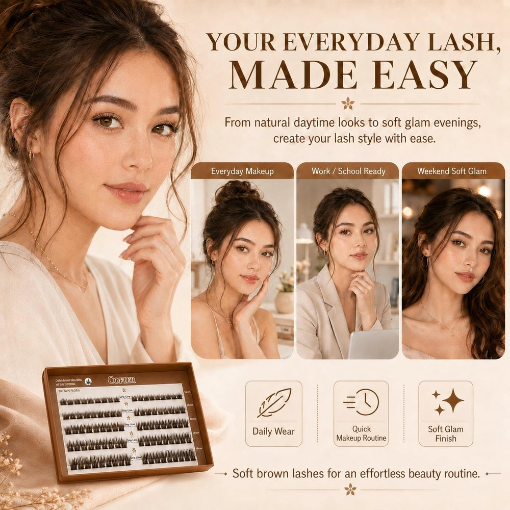 CoFier lashes and tools in makeup bag illustrating travel-ready convenience