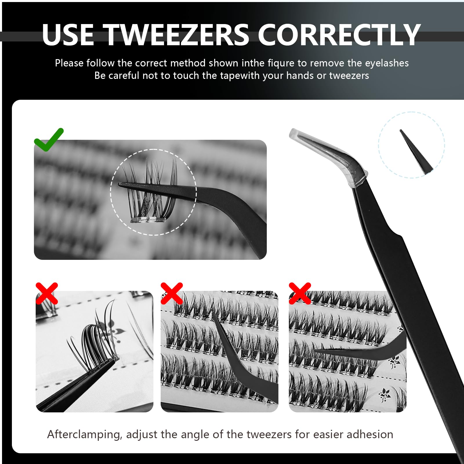 CoFier included tools: precision tweezer, curler, cotton swabs for easy DIY