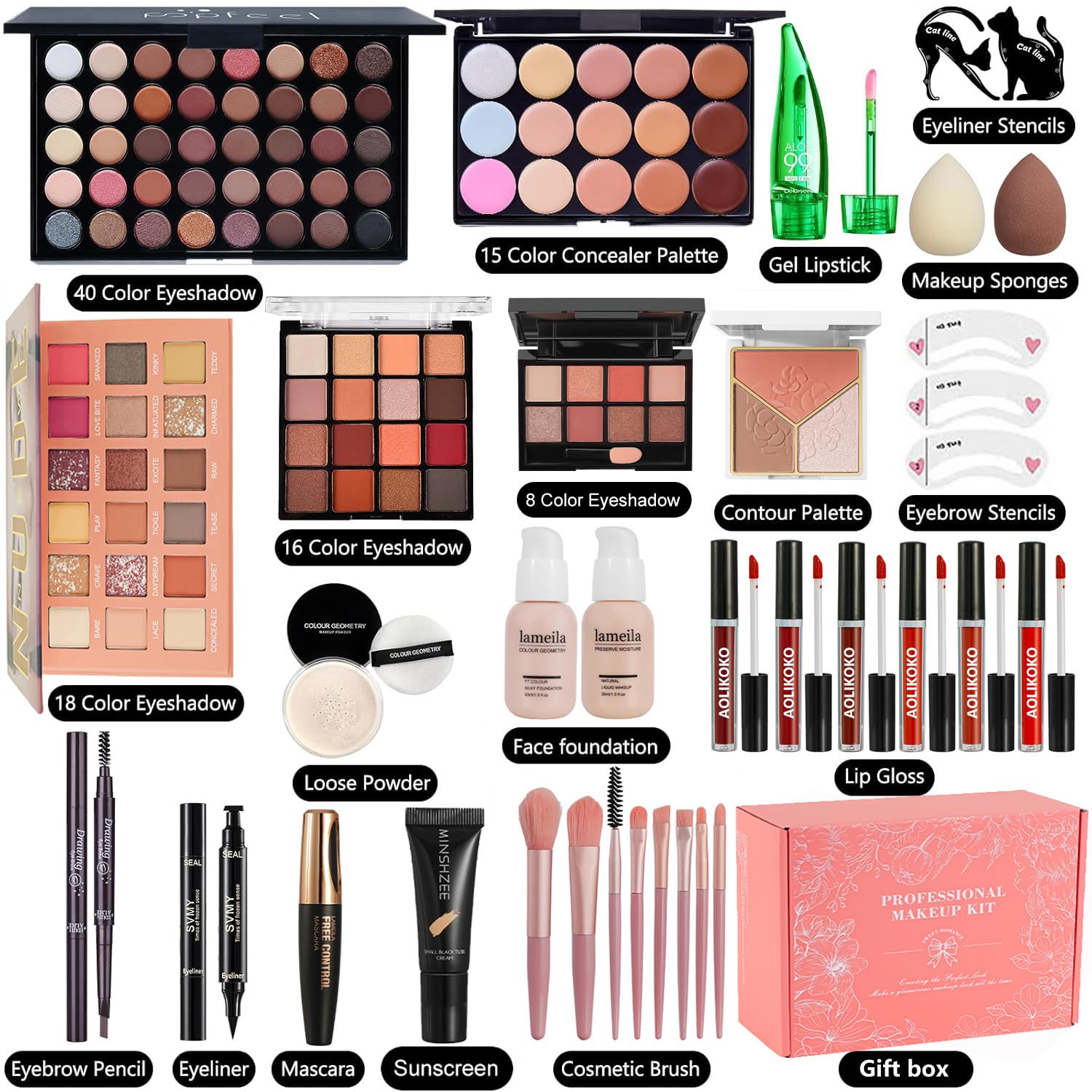 coliusa 40-color eyeshadow open palette displaying diverse shades for versatile looks