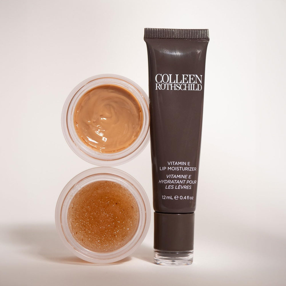 Colleen Rothschild lip balm next to a coin illustrating compact travel-friendly size