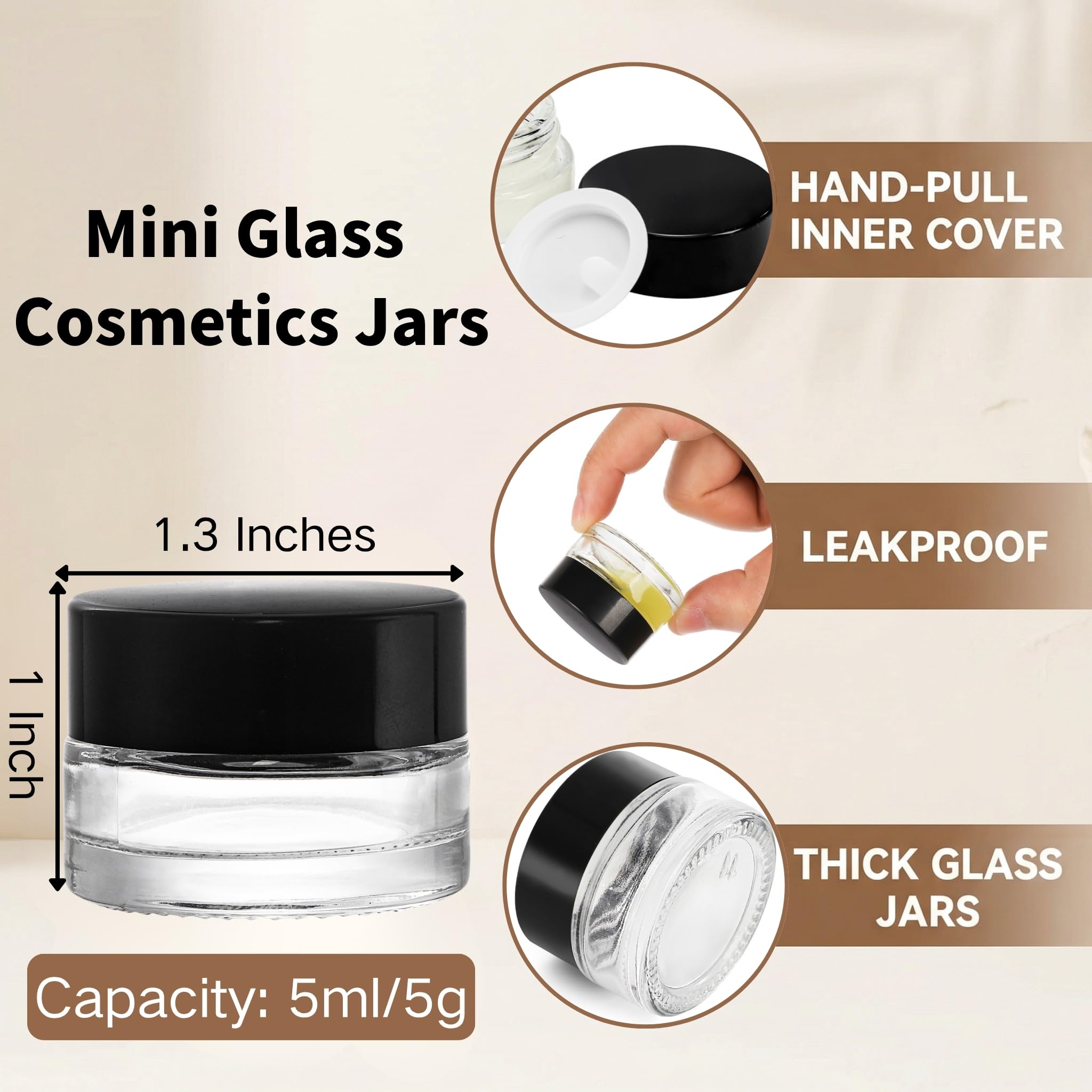Coloch single 5ml glass jar close-up showcasing durable clear glass