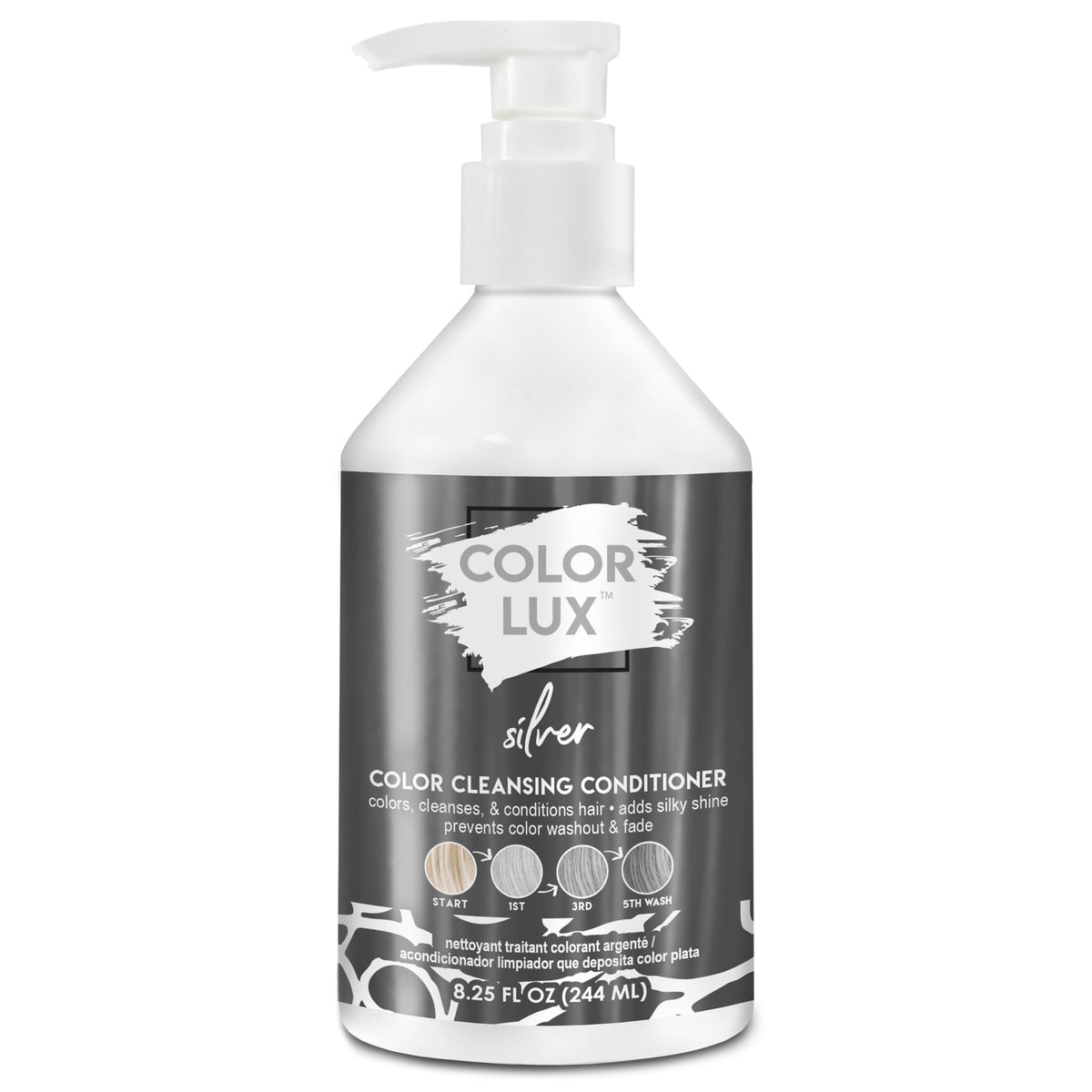 Color Lux front bottle showing silver tint and size for easy identification