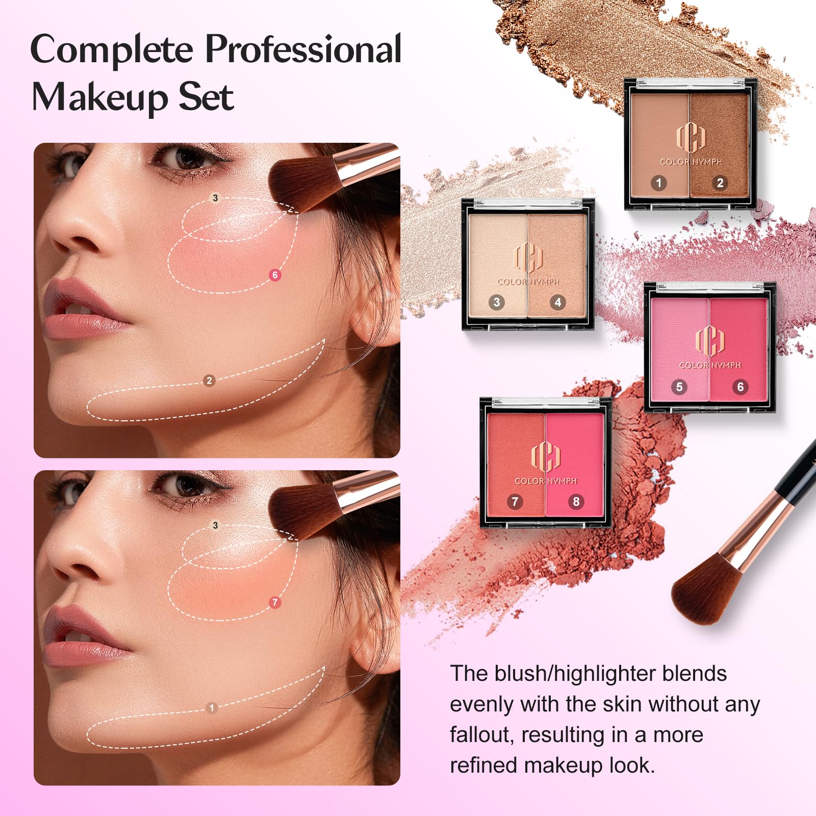 Color Nymph makeup brushes and pencils displayed for simple application and learning
