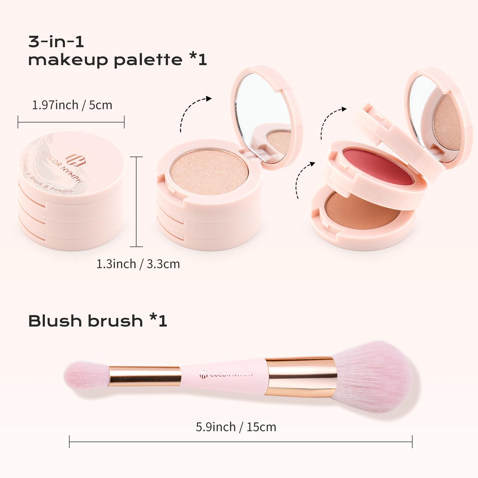 Color Nymph open palette with brush demonstrating convenient on-the-go application
