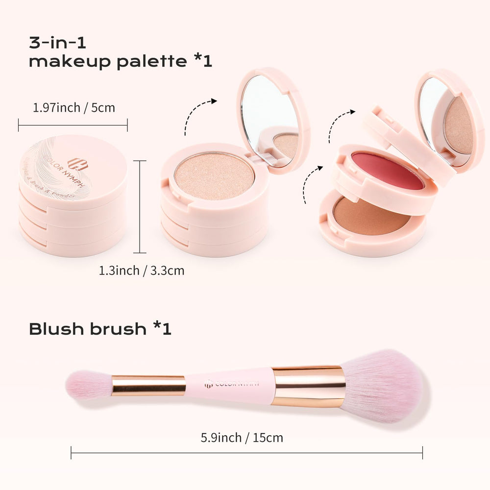 Color Nymph open palette with brush demonstrating convenient on-the-go application