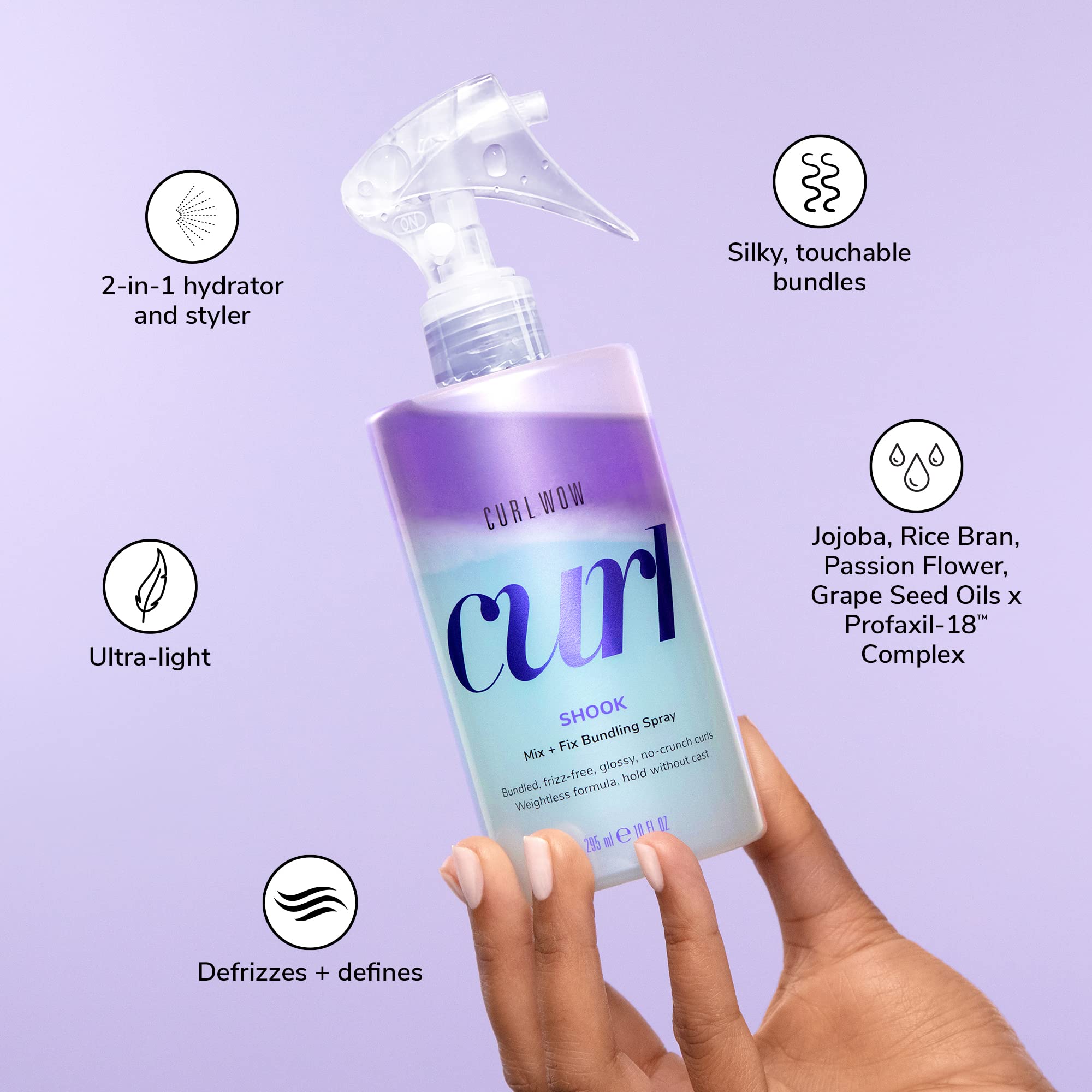 COLOR WOW ingredient label close-up showing hemi-squalane and botanical oils for non-greasy care