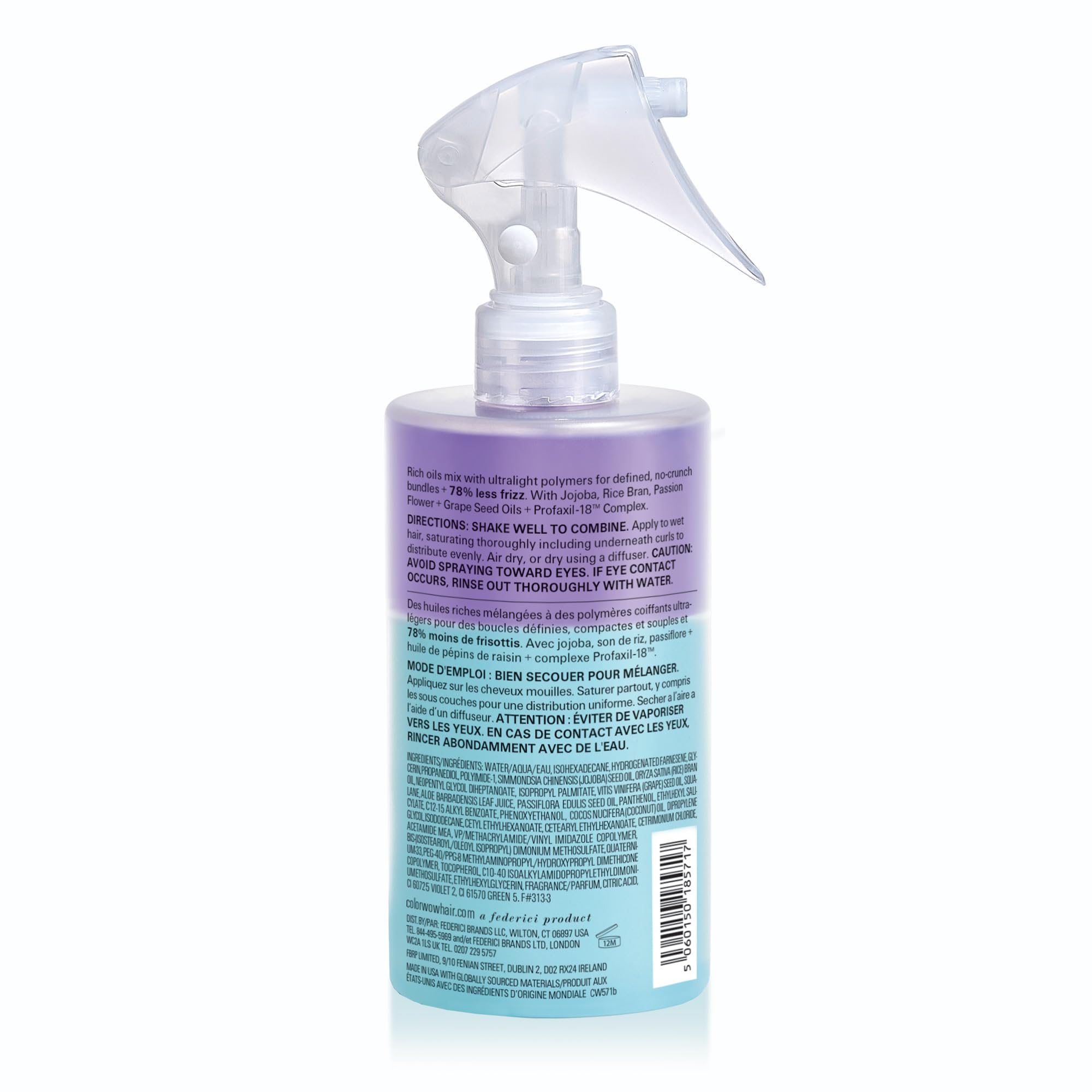 COLOR WOW shaken bottle showing mixed bi-phase action for instant activation benefit