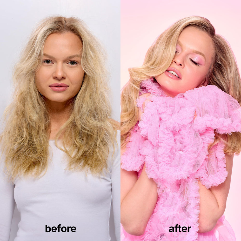 COLOR WOW product staged on bathroom shelf communicating salon-quality results