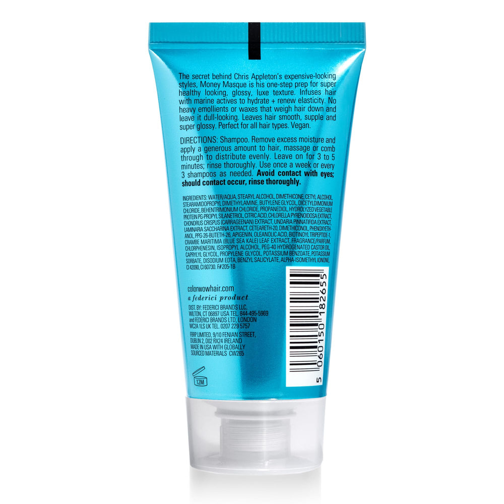 COLOR WOW masque texture close-up in spoon, shows lightweight creamy absorbent formula benefit