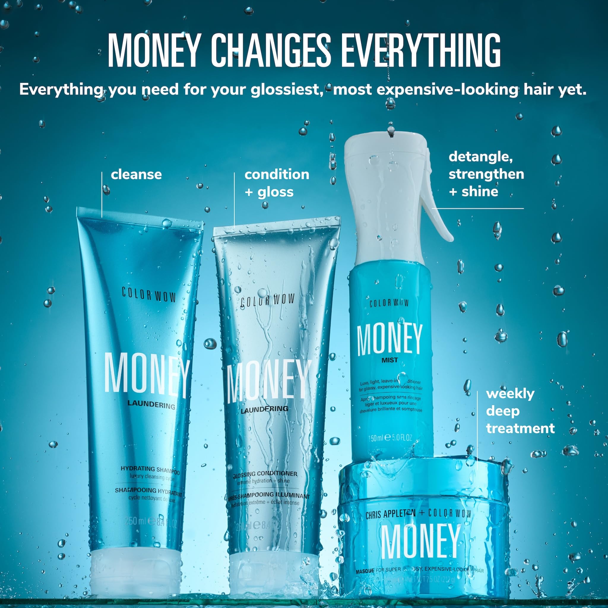 COLOR WOW product flatlay with complementary items showing routine pairing benefits