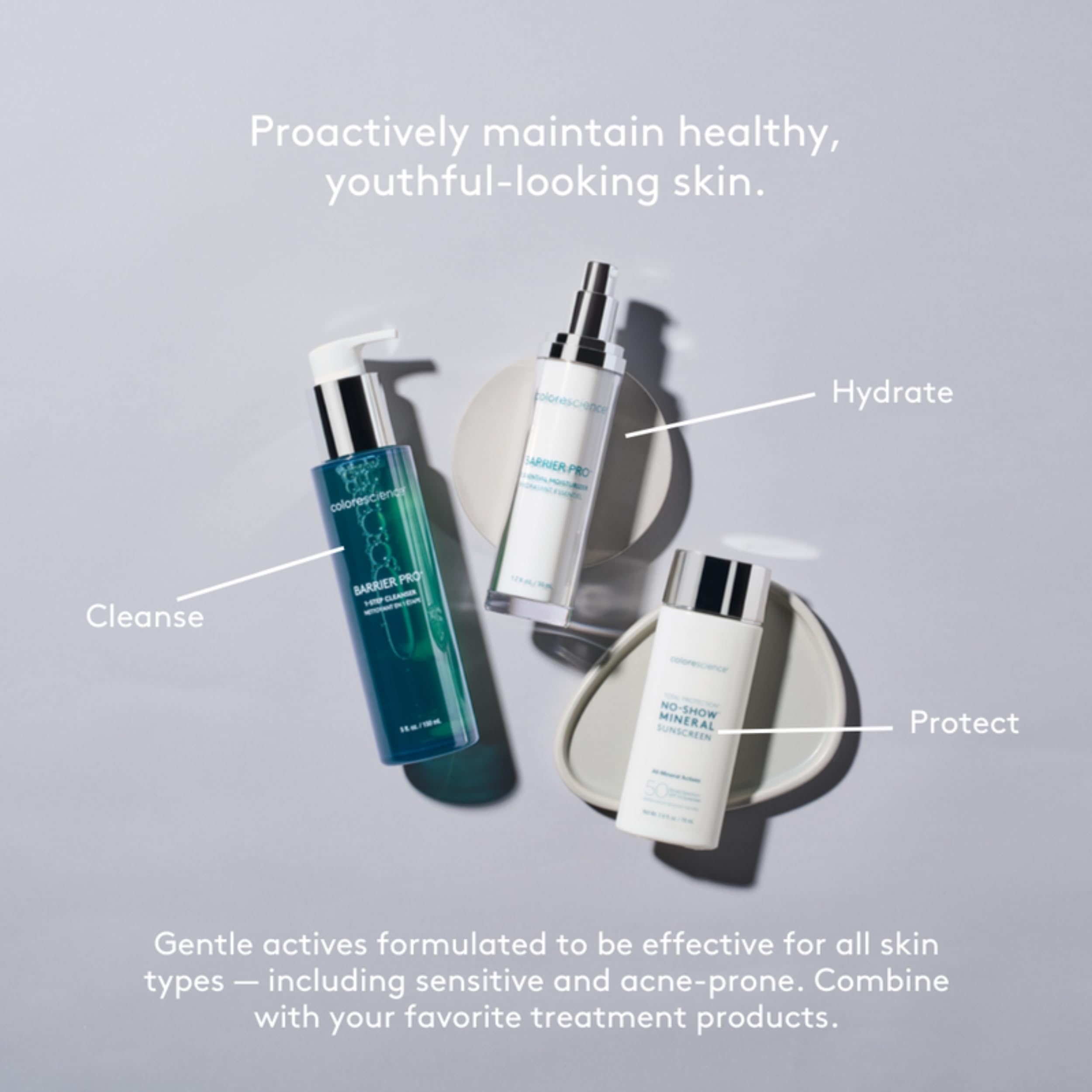 Colorescience in use cleansing face to remove makeup and mineral sunscreen effectively
