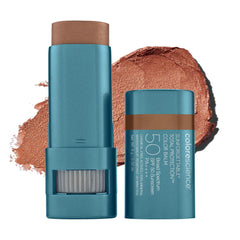 Colorescience Bronze front packaging showing compact balm and SPF benefit