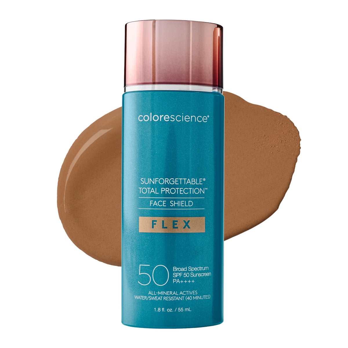 Colorescience front packaging showing shade Deep and SPF 50 protection benefits