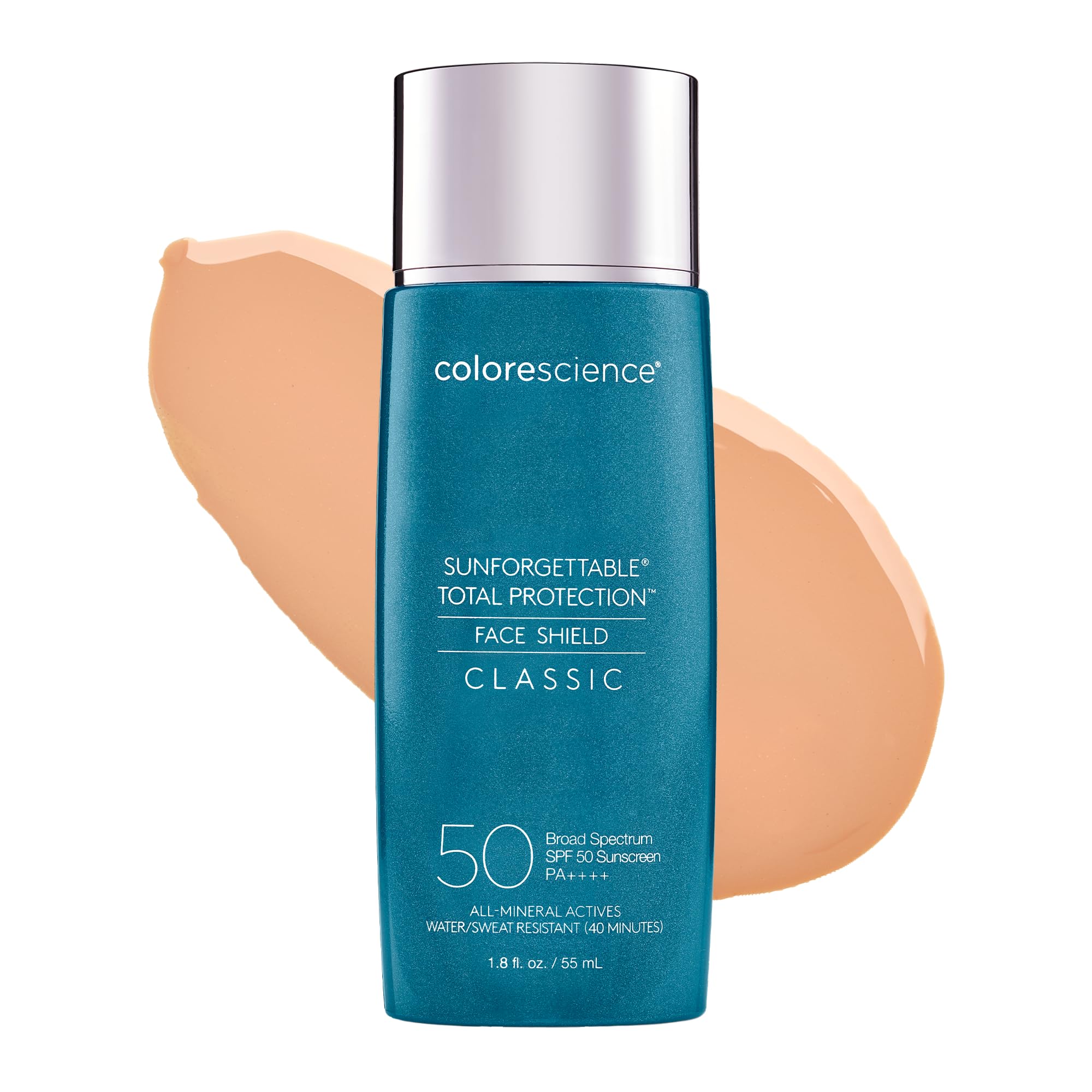 Colorescience Face Shield front packaging showing bottle and label, clear protection