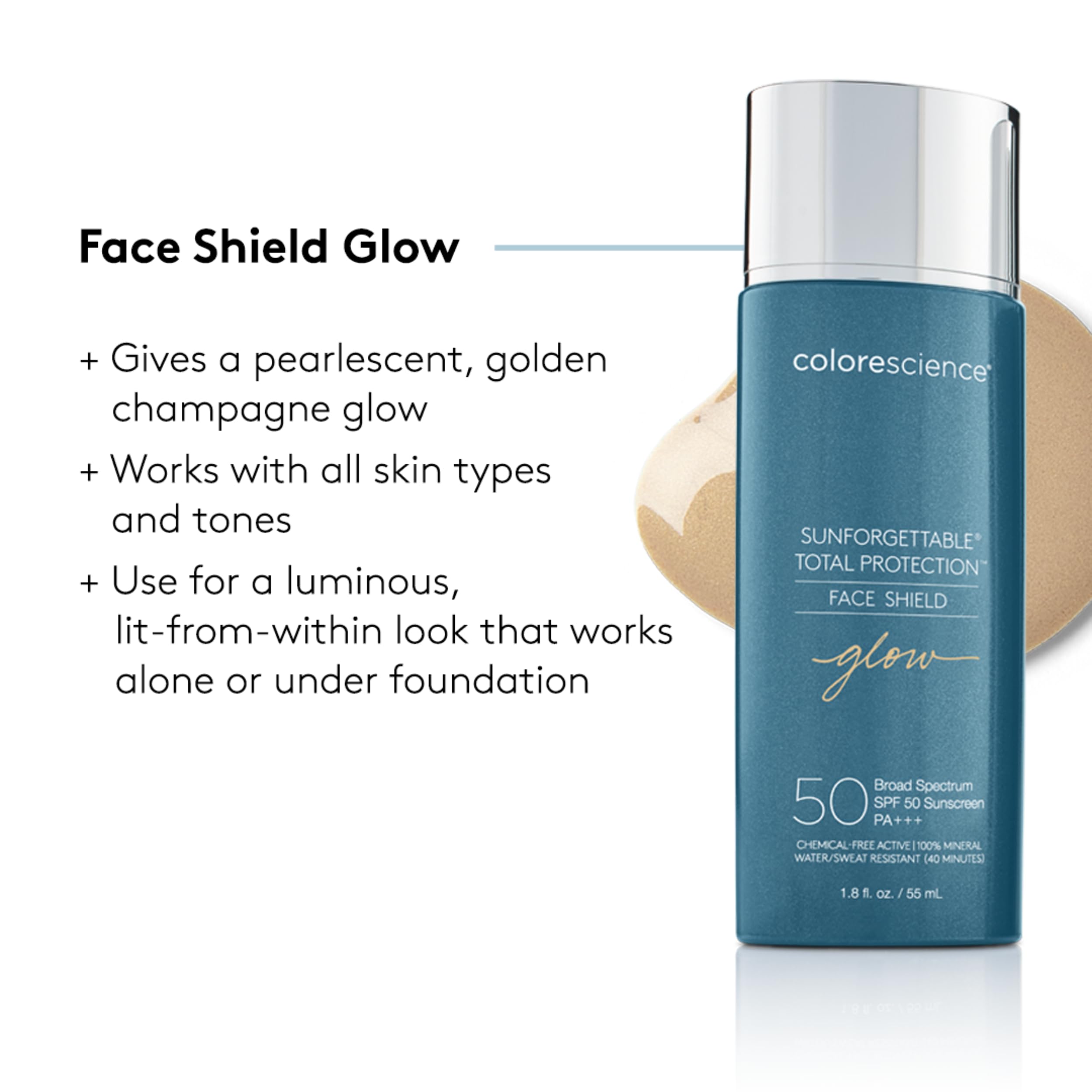 Colorescience layered under makeup illustrating smooth finish and wear benefit