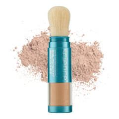 Colorescience front packaging showing compact brush and SPF benefits