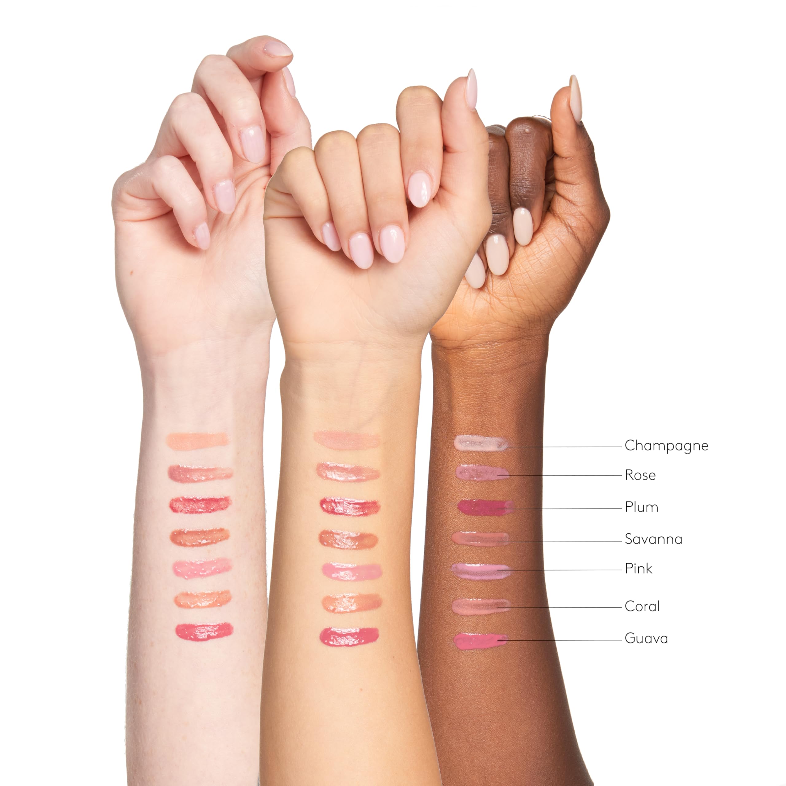 Colorescience swatch on hand showing Champagne tint and sheer shimmer