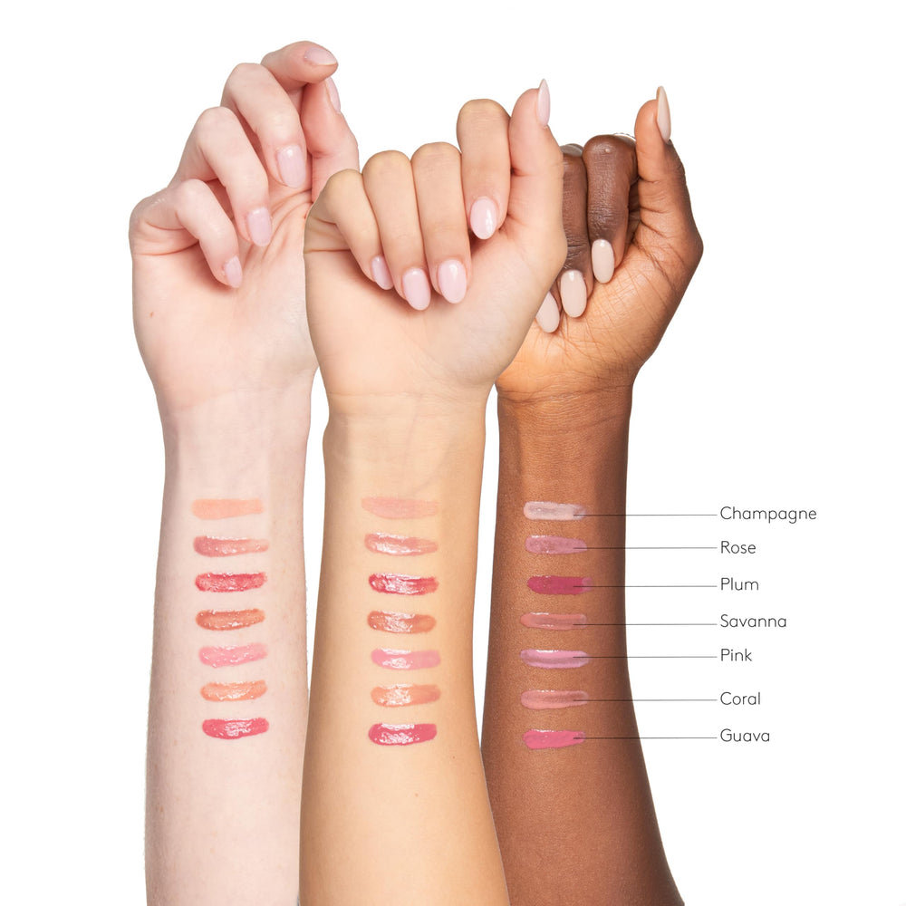 Colorescience swatch on hand showing Champagne tint and sheer shimmer