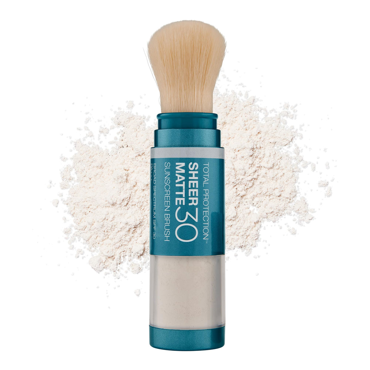 Colorescience brush front packaging showing compact handheld SPF solution