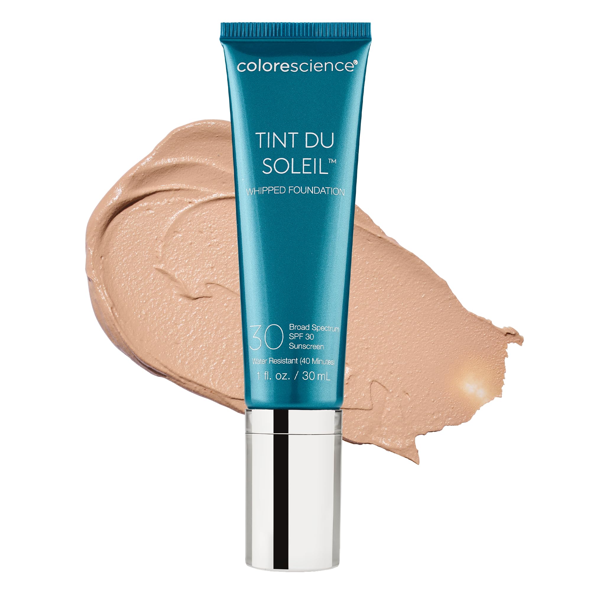 Colorescience front packaging showing medium shade and SPF protection benefits