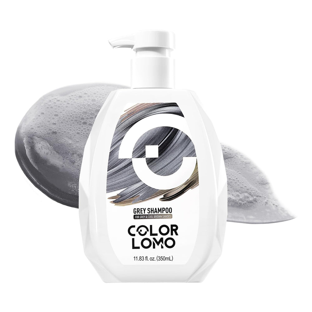 COLORLOMO front packaging view showing grey shampoo and clear branding benefit preservation