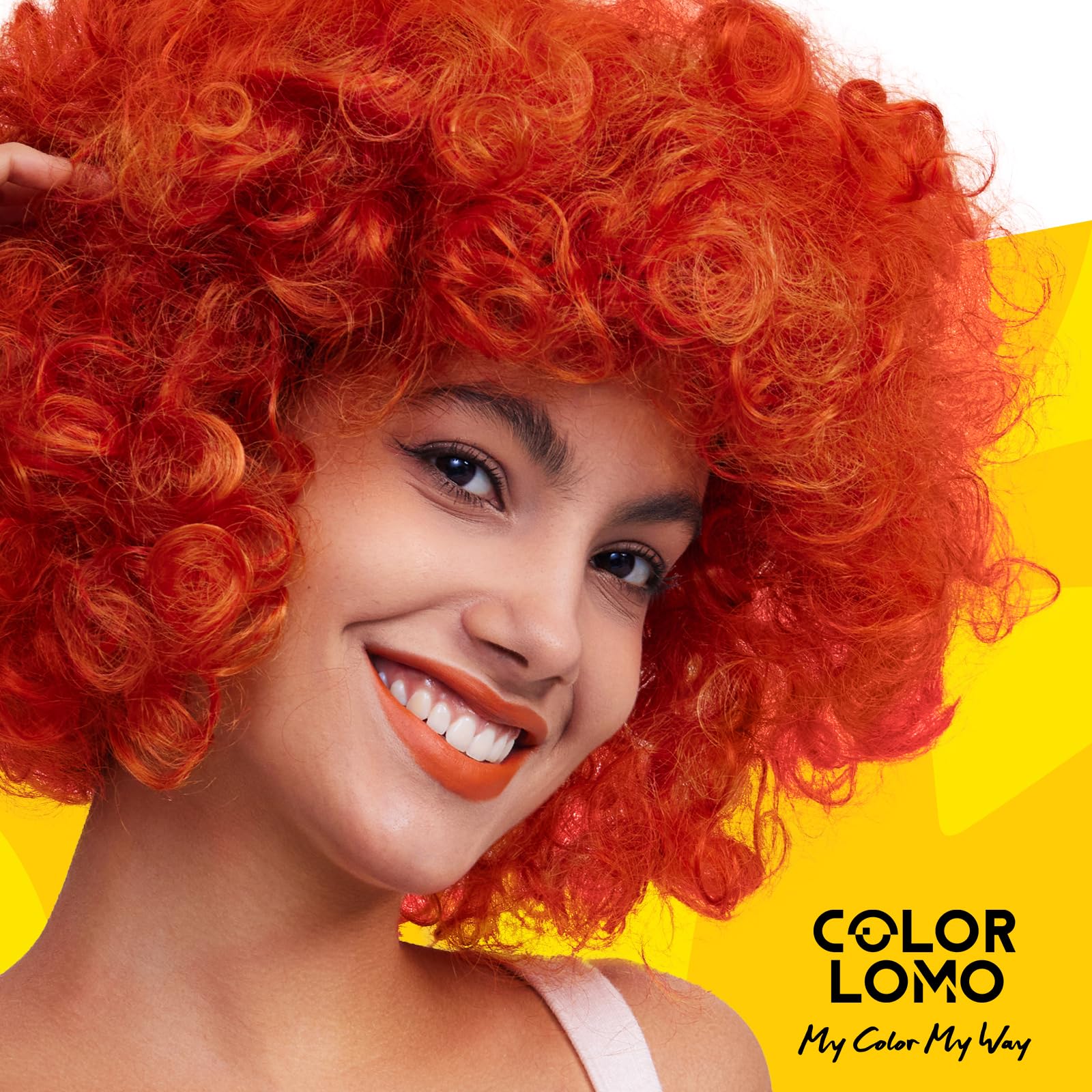 COLORLOMO styled hair in natural light showing vibrant orange finish