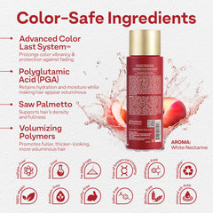 ColorProof pump dispensing product showing controlled amount for fine hair benefit