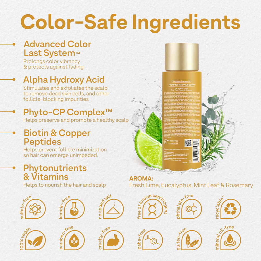 ColorProof shampoo texture and lather close-up demonstrating gentle cleanse