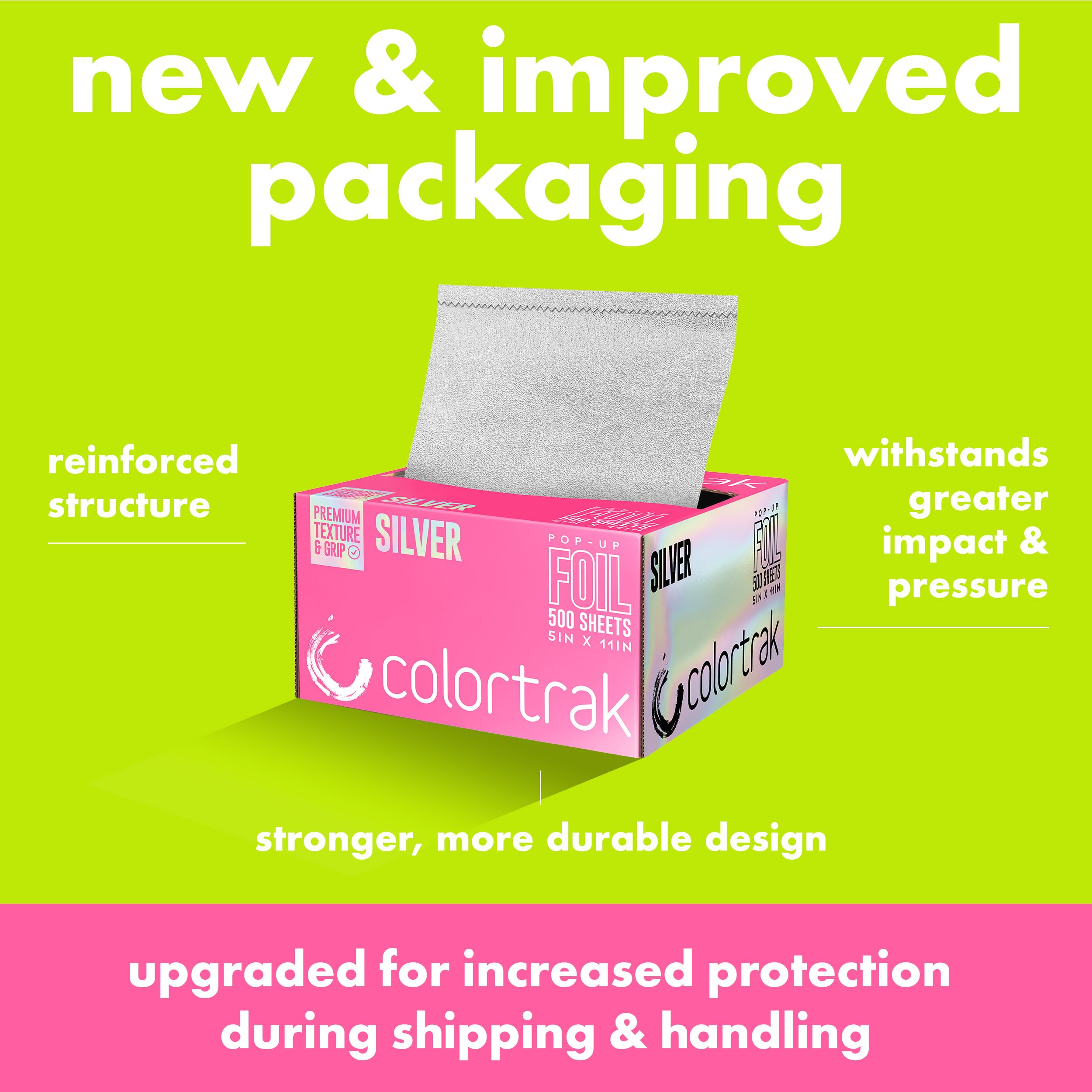 Colortrak pop-up dispenser pulled open for quick one-handed sheet access and efficiency