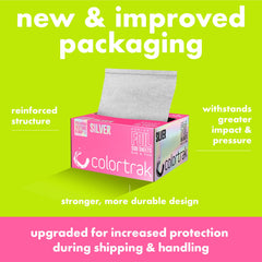 Colortrak pop-up dispenser pulled open for quick one-handed sheet access and efficiency