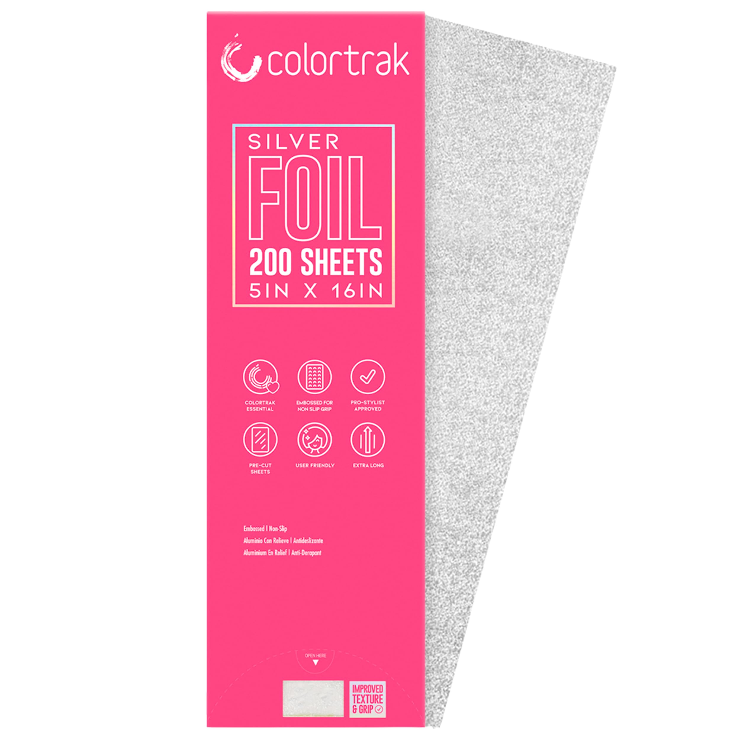 Colortrak front packaging showing box of 100 pre-cut foils for fast use
