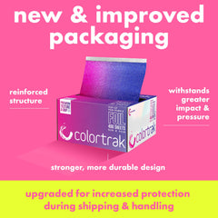 Colortrak single pre-cut foil sheet pulled from dispenser — saves time