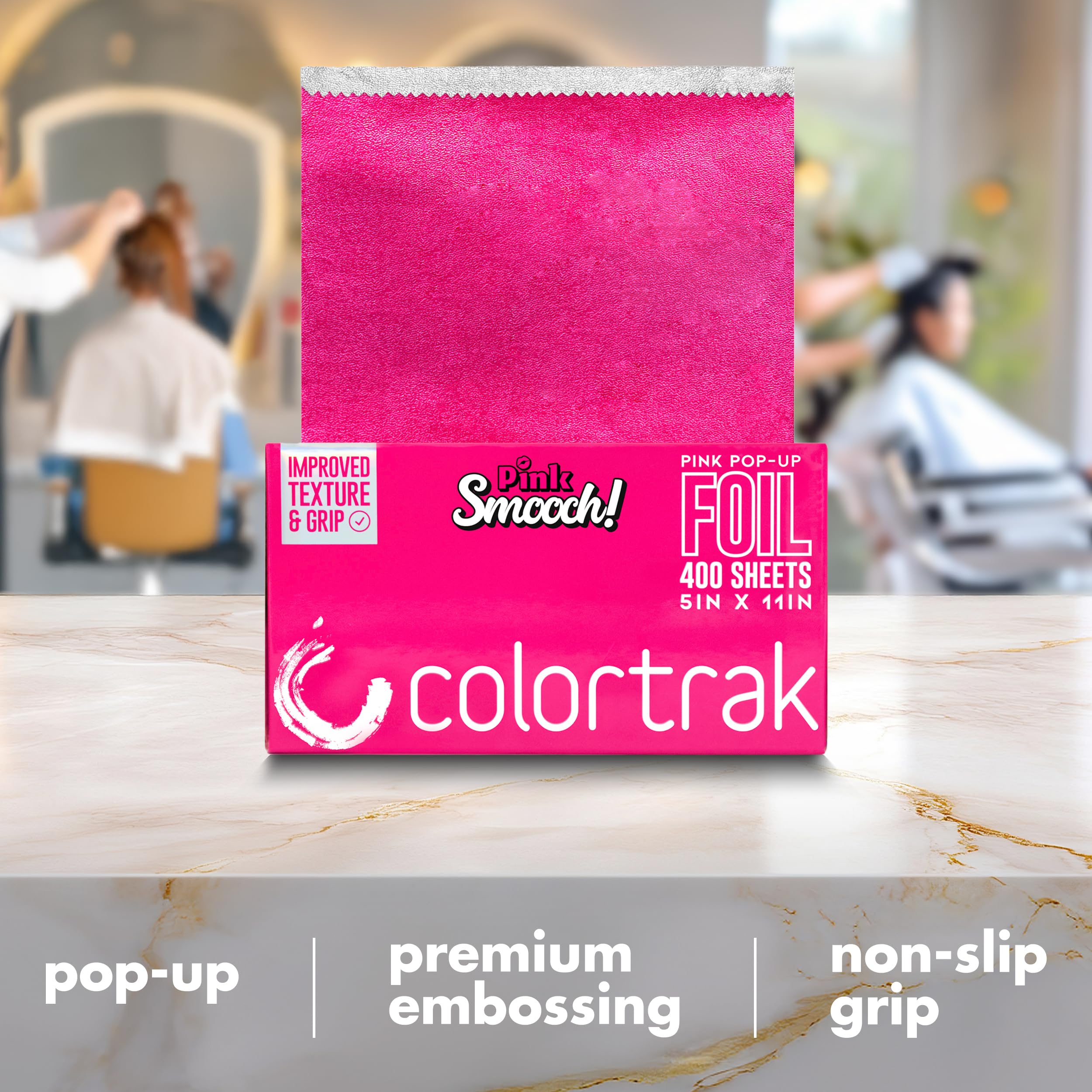 Colortrak Smooch in a salon lifestyle scene showing organized workstation efficiency