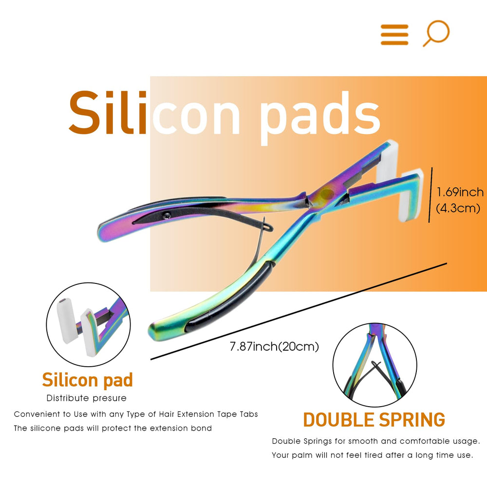 ColorYoung plier in use by stylist pressing tape-in extension for a smooth, flat finish