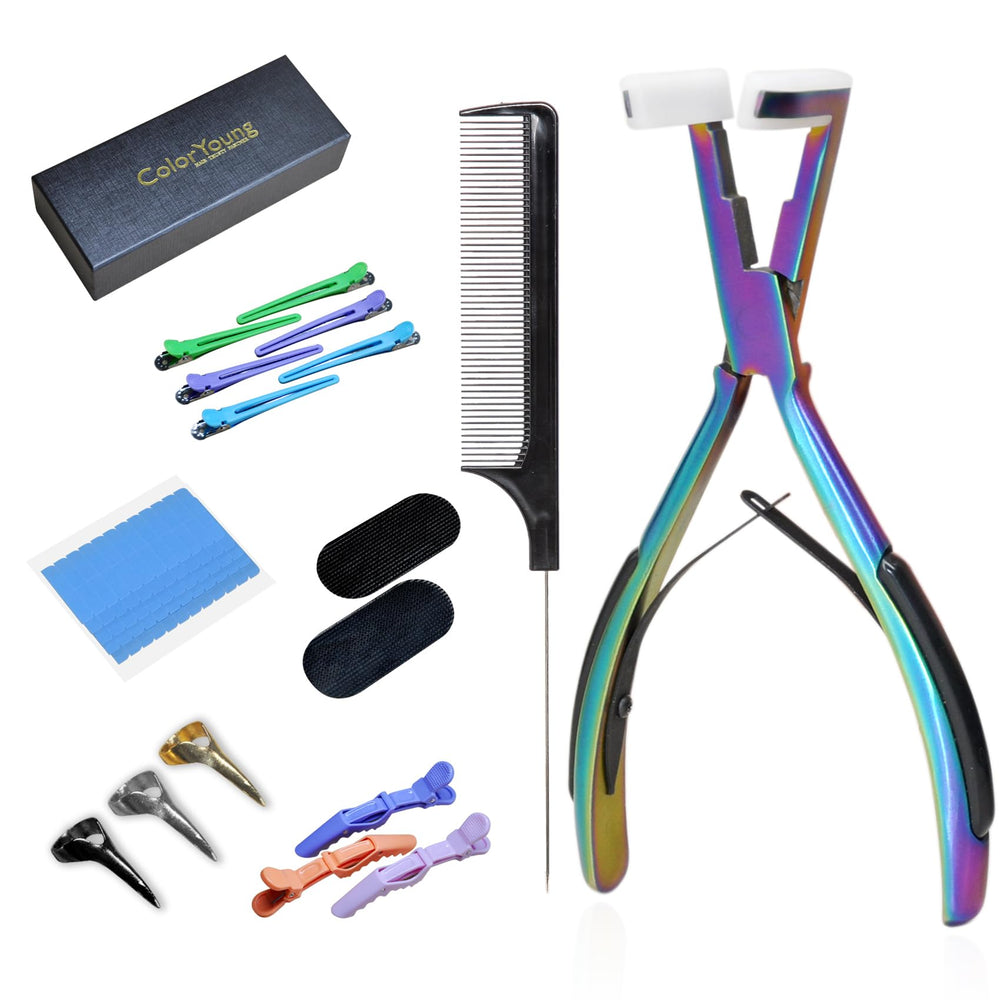 ColorYoung plier front view showing rainbow finish and ergonomic handle for quick identification and grip