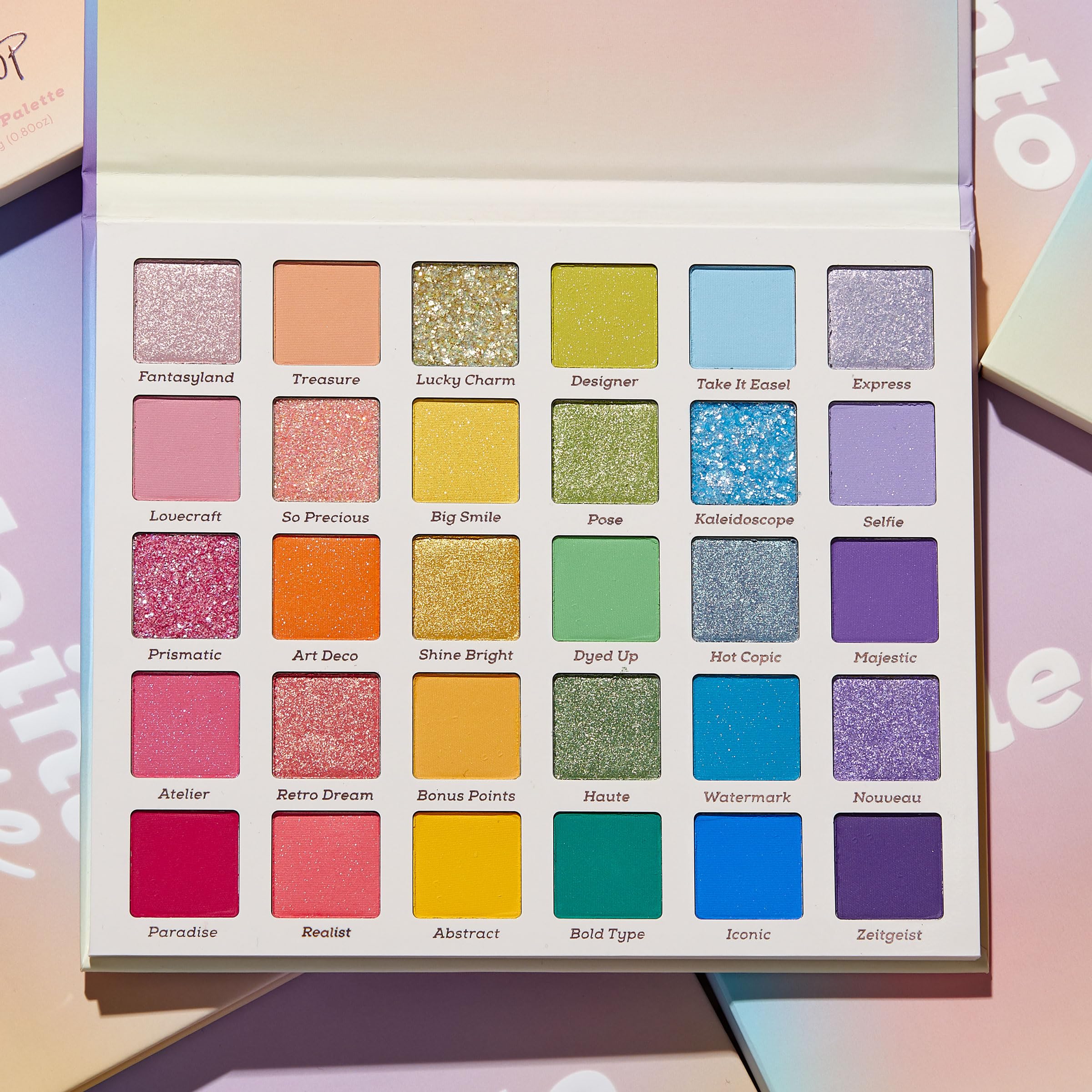 ColourPop Fade Into Hue palette in use on eyelid demonstrating vibrant finish benefit