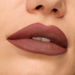 ColourPop Jake Power Pout lipstick open displaying mauve-brown shade and coverage