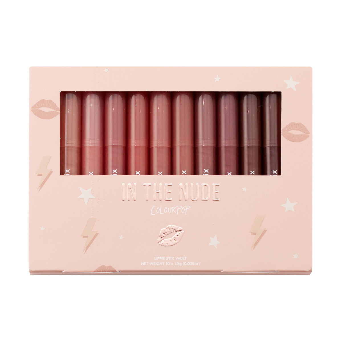 ColourPop front packaging showing the lippie stix vault for easy gifting