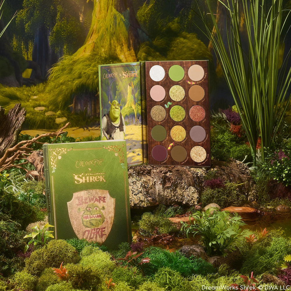 ColourPop Shrek palette size comparison in hand showing travel-friendly compact design